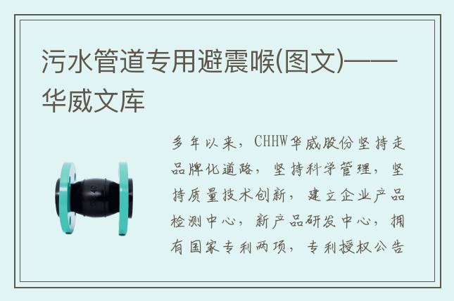 污水管道专用避震喉(图文)——华威文库